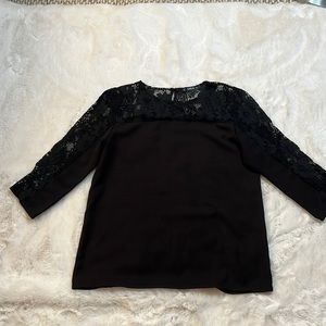 Shein / Size L, Black Blouse with lace detail,